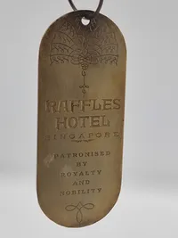 Vintage Raffles Luxury Hotel Singapore Brass Hotel Room Key Keychain Fob
