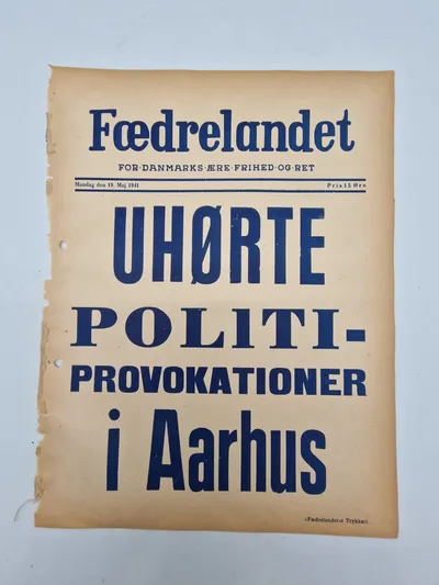 Original spiseseddel fra den danske nazistiske avis “Fædrelandet”