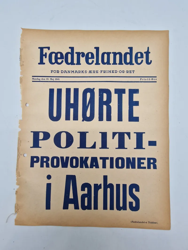 Original spiseseddel fra den danske nazistiske avis “Fædrelandet”