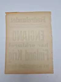 Original spiseseddel fra den danske nazistiske avis “Fædrelandet”