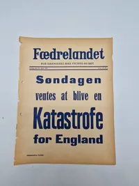Original spiseseddel fra den danske nazistiske avis “Fædrelandet”  WW2