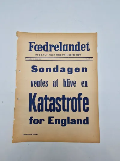 Original spiseseddel fra den danske nazistiske avis “Fædrelandet”  WW2