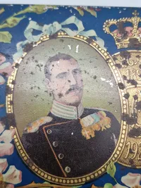 Original kagedåse med motiv af Kong Christian X og hustru