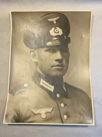 Stort originalt portrætfotos af tysk officer