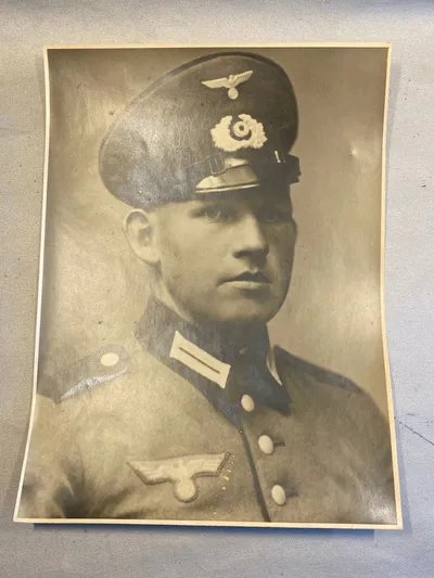 Stort originalt portrætfotos af tysk officer