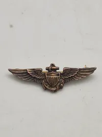 Originalt "Naval Aviator Pilot Wings Patch" & US Navy Naval Observer Overseas Cap Badge