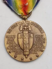 Original ww1 Victory Medal med massere af spændende ribbon bars 1 divsion