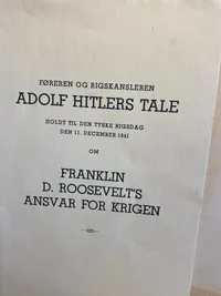 Samling originale eksemplarer af Adolf Hitlers taler på dansk - ww2