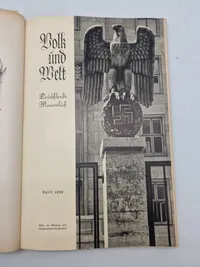 Originalt eks af Volk und Welt" (Folk og Verden) og undertitlen "Die Großzeitschrift der Anspruchsvollen" (Det store magasin for de krævende)
