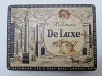 Original Rothmans De Luxe Pall Mall cigaretæske i blik, der oprindeligt indeholdt 50 Virginia-cigaretter