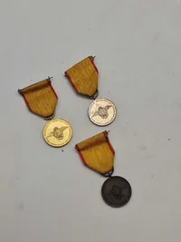 Originale  æresmedaljer fra forsvarets brevdue flyvning -guld sølv og bronce