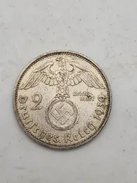 Original 2 Reichmark fra 1939 (Sølv)