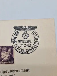 Originalt Deutsche Post Osten ein Jahr Generalgouvernement 26 Oktober 1940. Warschau