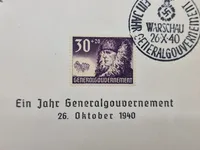 Originalt Deutsche Post Osten ein Jahr Generalgouvernement 26 Oktober 1940. Warschau