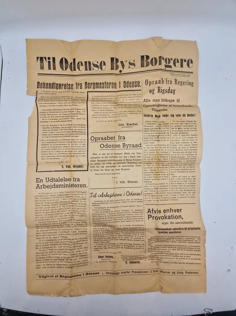 Original ww2 spiseseddel fra tiden omkring augustoprøret