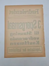 Original spiseseddel fra den nazistiske danske avis “Fædrelandet”