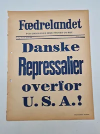 Original spiseseddel fra den nazistiske danske avis “Fædrelandet”