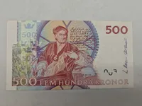 Original svensk 500 krone seddel (Ucirkuleret)