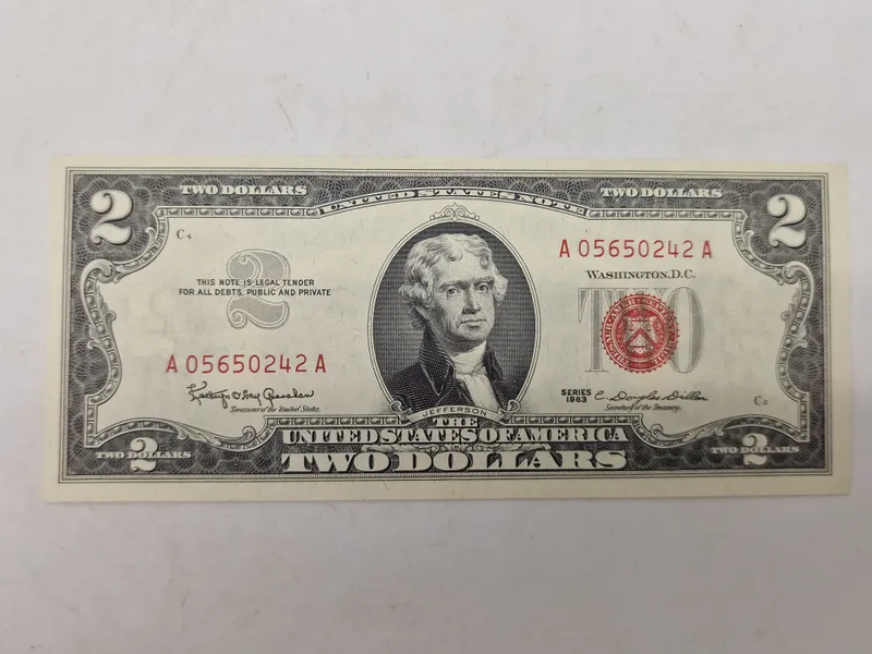 Original 2 dollar pengeseddel (Ucirkuleret)