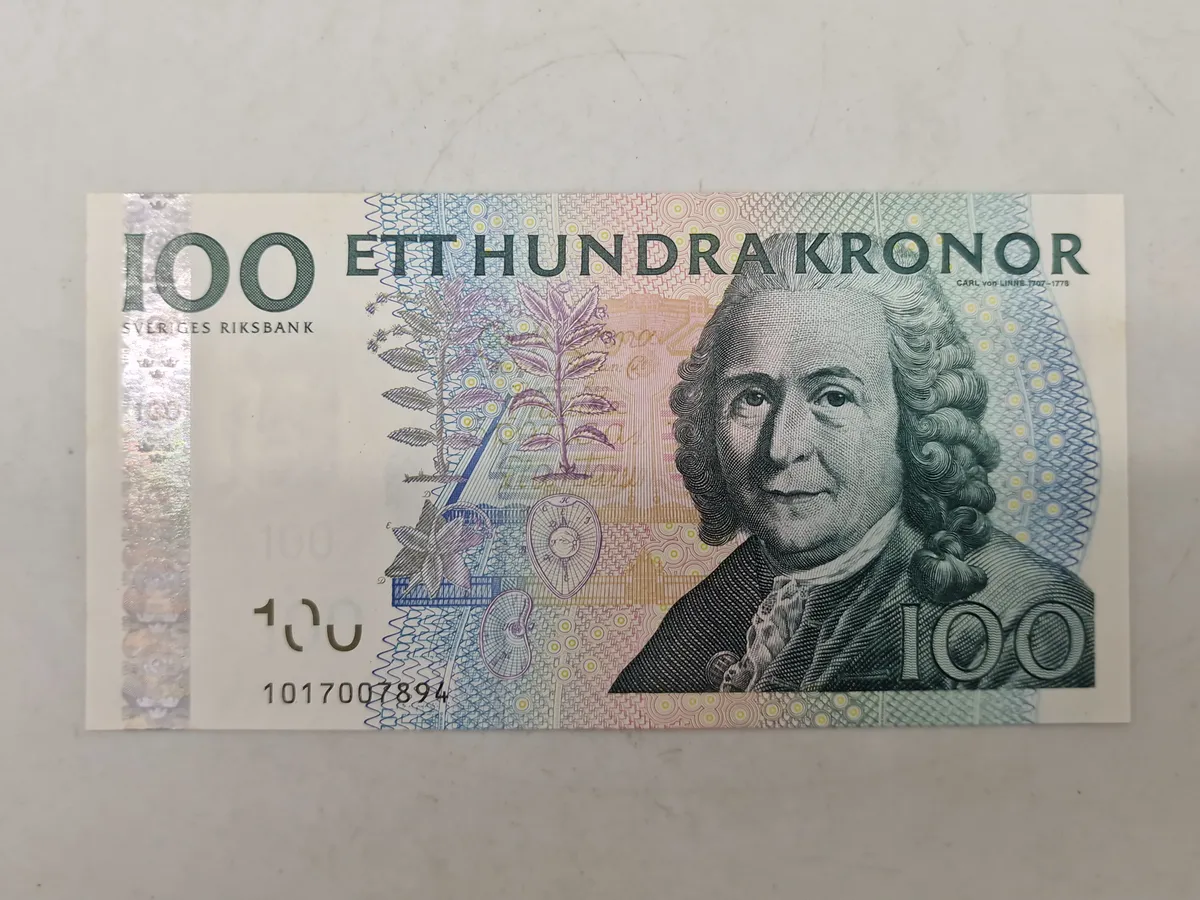 Original svensk 100 krone seddel (Ucirkuleret)