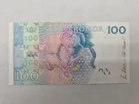 Original svensk 100 krone seddel (Ucirkuleret)