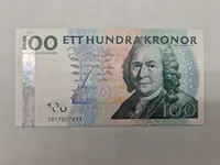 Original svensk 100 krone seddel (Ucirkuleret