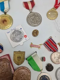 Lot diverse pins og medaljer