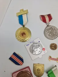 Lot diverse pins og medaljer