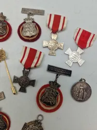 Lot diverse pins og nåle fra De Danske Forsvarsbrødre
