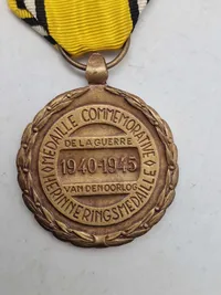 Original  belgisk mindemedalje for krigen 1940-1945 (Commemorative Medal of the 1940–45 War).