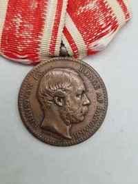 Original 1864 krigs deltager medalje med krydsbånd