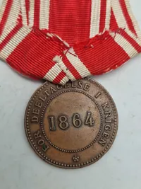 Original 1864 krigs deltager medalje med krydsbånd