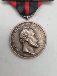 Original medalje fra König-Karl-Jubiläumsstiftung (Kong Karl Jubilæumsstiftelsen) fra Freistaat Württemberg.