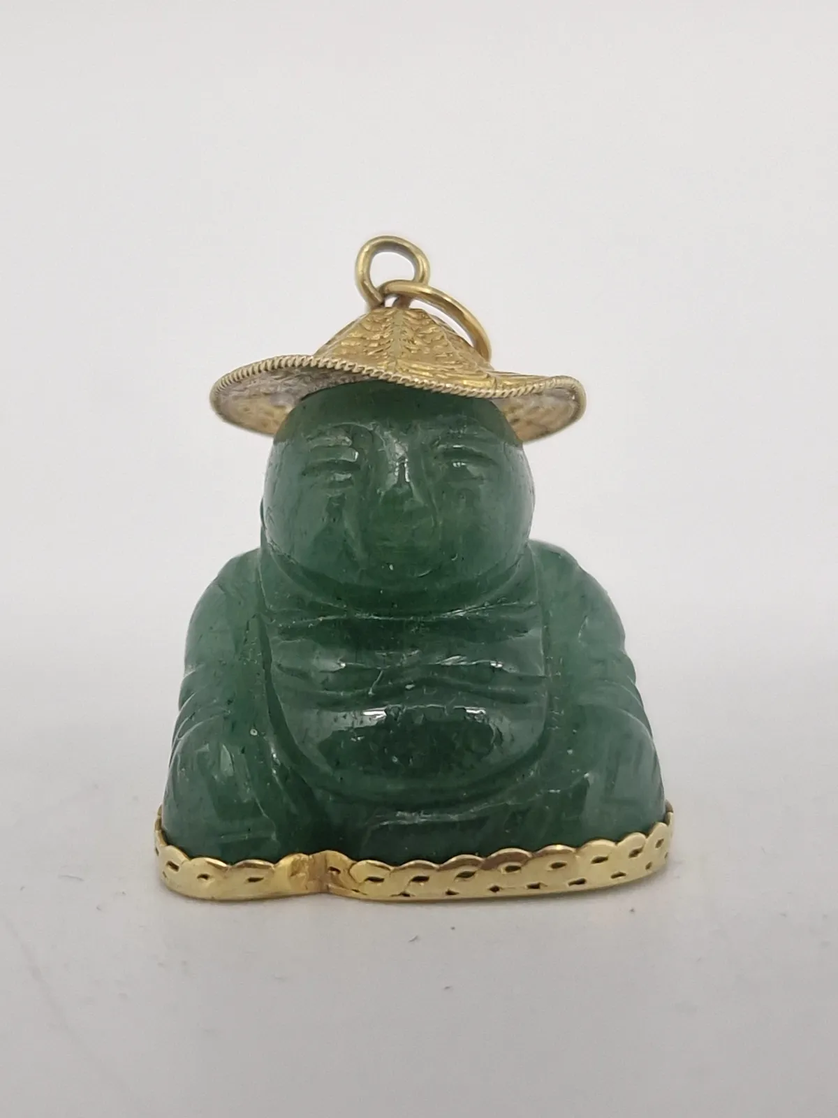 Original 14 karat guld og jade buddha