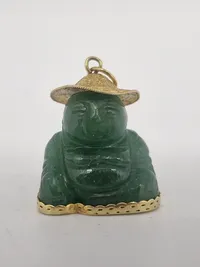 Original 14 karat guld og jade buddha