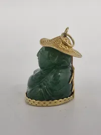 Original 14 karat guld og jade buddha