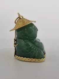 Original 14 karat guld og jade buddha