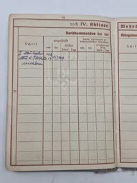 Originalt tysk Kriegsmarine wehrpas, godt udfyldt