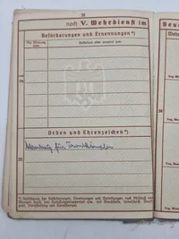 Originalt tysk Kriegsmarine wehrpas, godt udfyldt