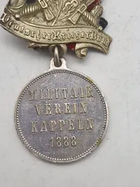 Original tysk Militair Verein Kappeln" fra 1888 medalje