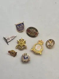 Samling diverse veteran pins og træf pins