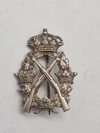 Lot diverse, bl.a. svensk brigademærke af sølv