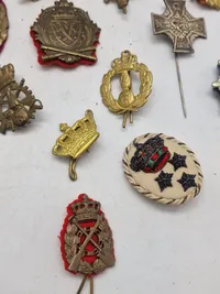 Lot pins og regiments mærker
