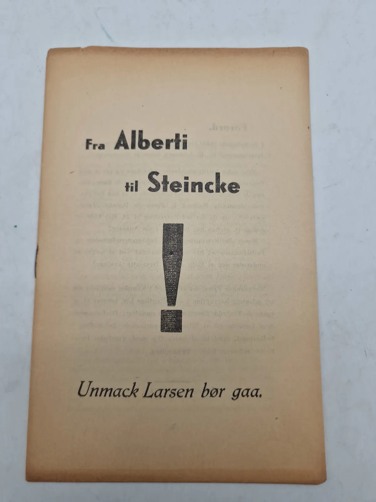 Original politisk ww2 pjece - "Fra Alberti til Steincke"