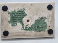 Sjælden Tysk marmor plade med granatsplint og teksten “Düppel 18/4 1864” med rest af historie bagpå