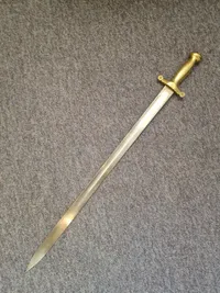 Originalt sidevåben for fodfolk M/1854 med skiftet klinge brugt ved frivillige korps