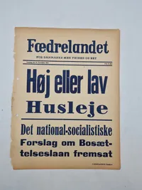 Original “spiseseddel” fra den danske nazistiske avis “Fædrelandet”