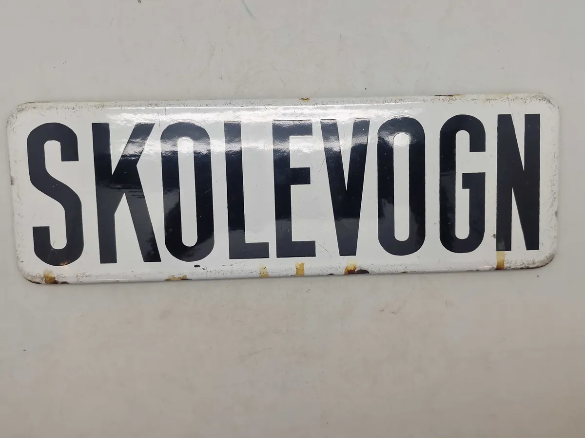 Originalt emalje skilt - Skolevogn