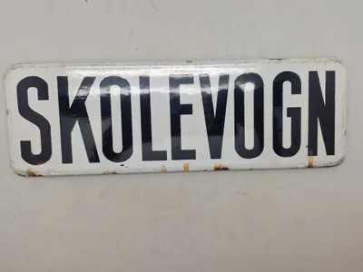 Originalt emalje skilt - Skolevogn