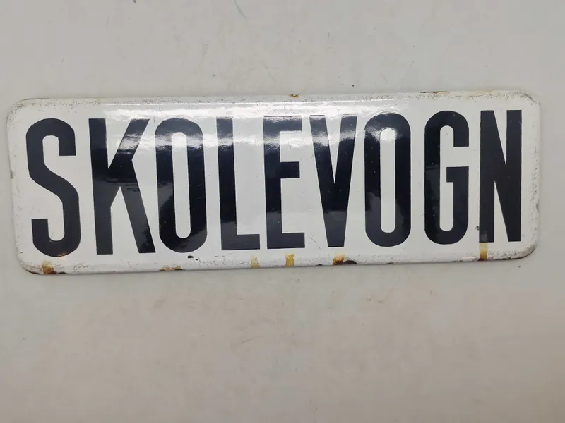 Originalt emalje skilt - Skolevogn